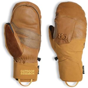 Outdoor Research Team Gore-Tex Mitts | Waterproof, Windproof, Touchscreen Compatible Leather Thumb(Dark Natural)