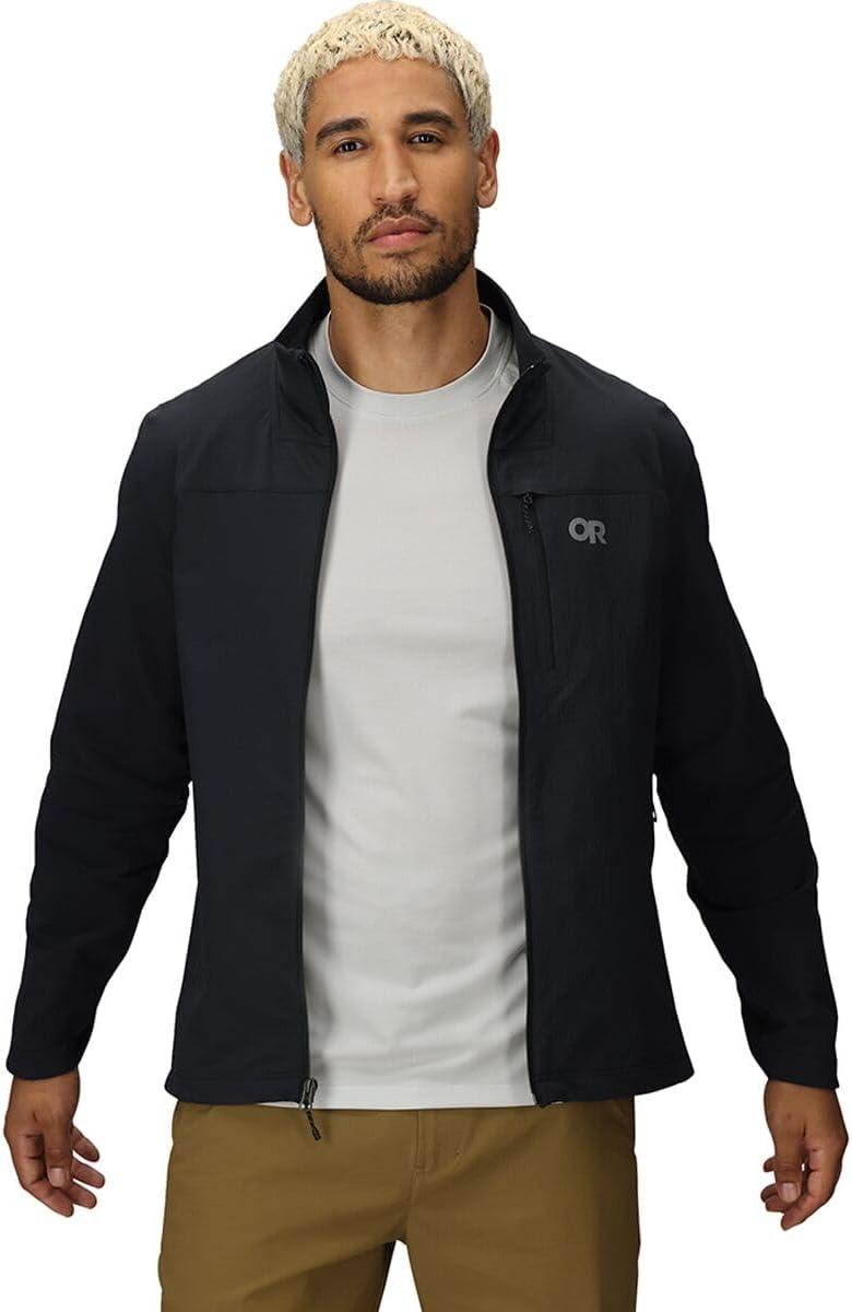 imageOutdoor Research Mens Ultima Softshell Jacket Water ampamp Wind Resistant Zippered Chest ampamp Hand Pockets UPF 50Black