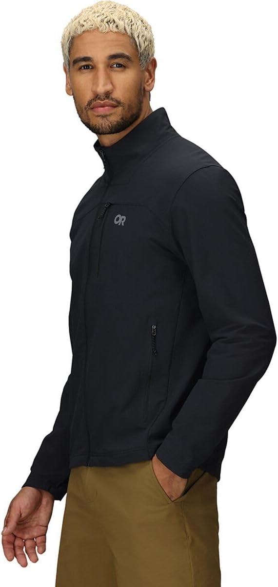 imageOutdoor Research Mens Ultima Softshell Jacket Water ampamp Wind Resistant Zippered Chest ampamp Hand Pockets UPF 50Black