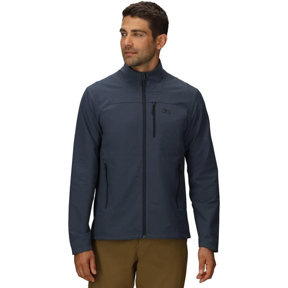 imageOutdoor Research Mens Ultima Softshell Jacket Water ampamp Wind Resistant Zippered Chest ampamp Hand Pockets UPF 50Atlantic