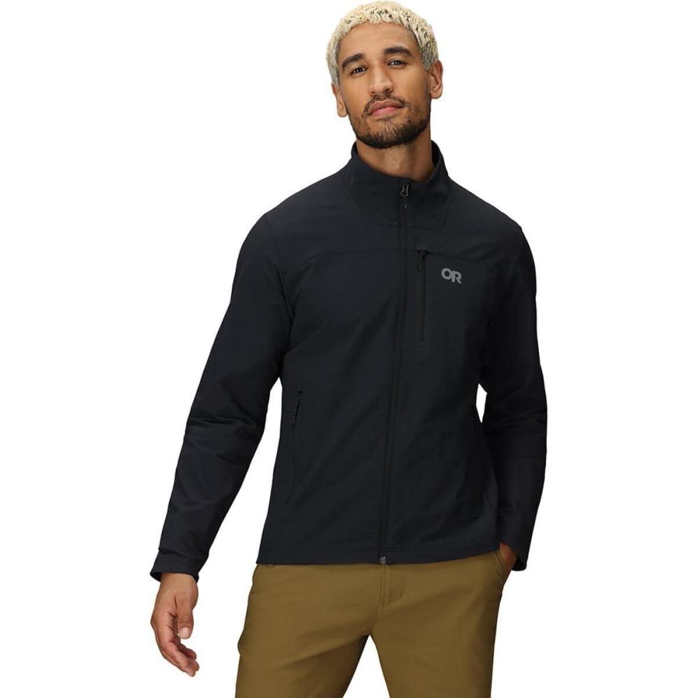 imageOutdoor Research Mens Ultima Softshell Jacket Water ampamp Wind Resistant Zippered Chest ampamp Hand Pockets UPF 50Black