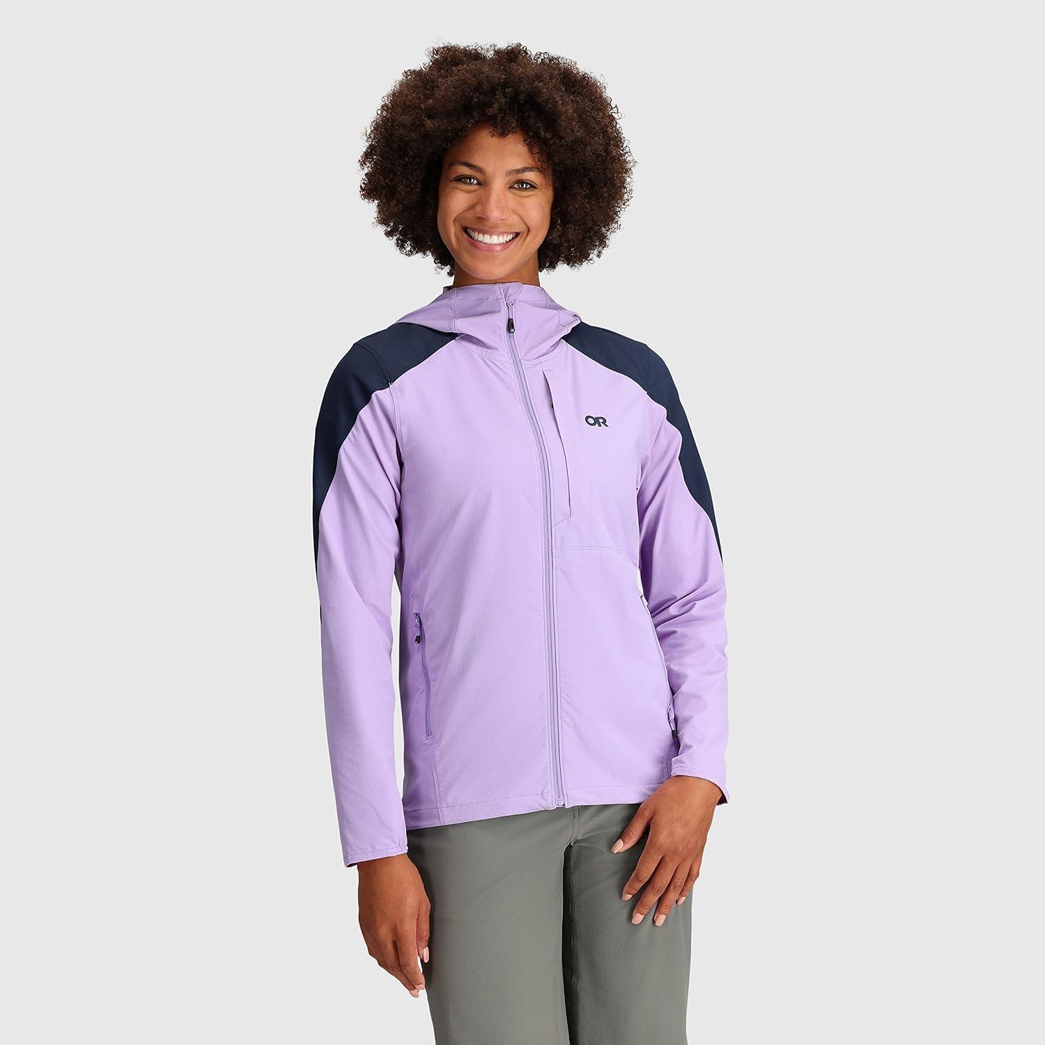 imageOutdoor Research Womens Ferrosi Hoodie QuickDrying ampamp UV 50 Sun ProtectionLavenderNaval Blue