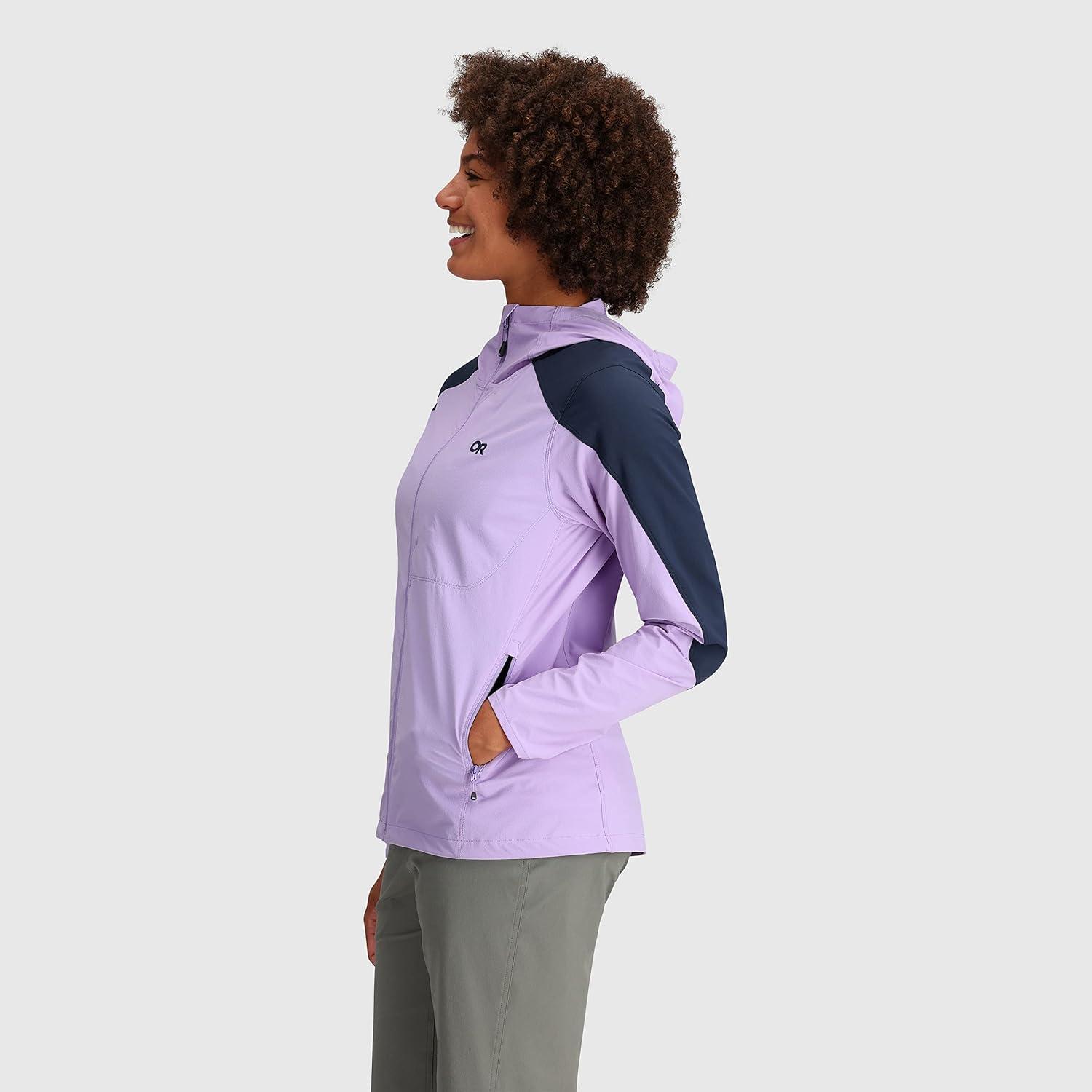 imageOutdoor Research Womens Ferrosi Hoodie QuickDrying ampamp UV 50 Sun ProtectionLavenderNaval Blue
