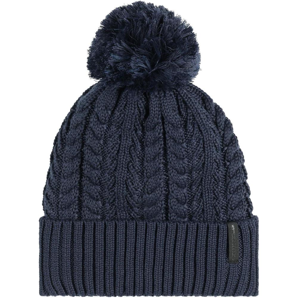 imageOutdoor Research Womens Liftie Beanie Moisture Wicking Cable Knit MultiColor Pom PomDark Navy