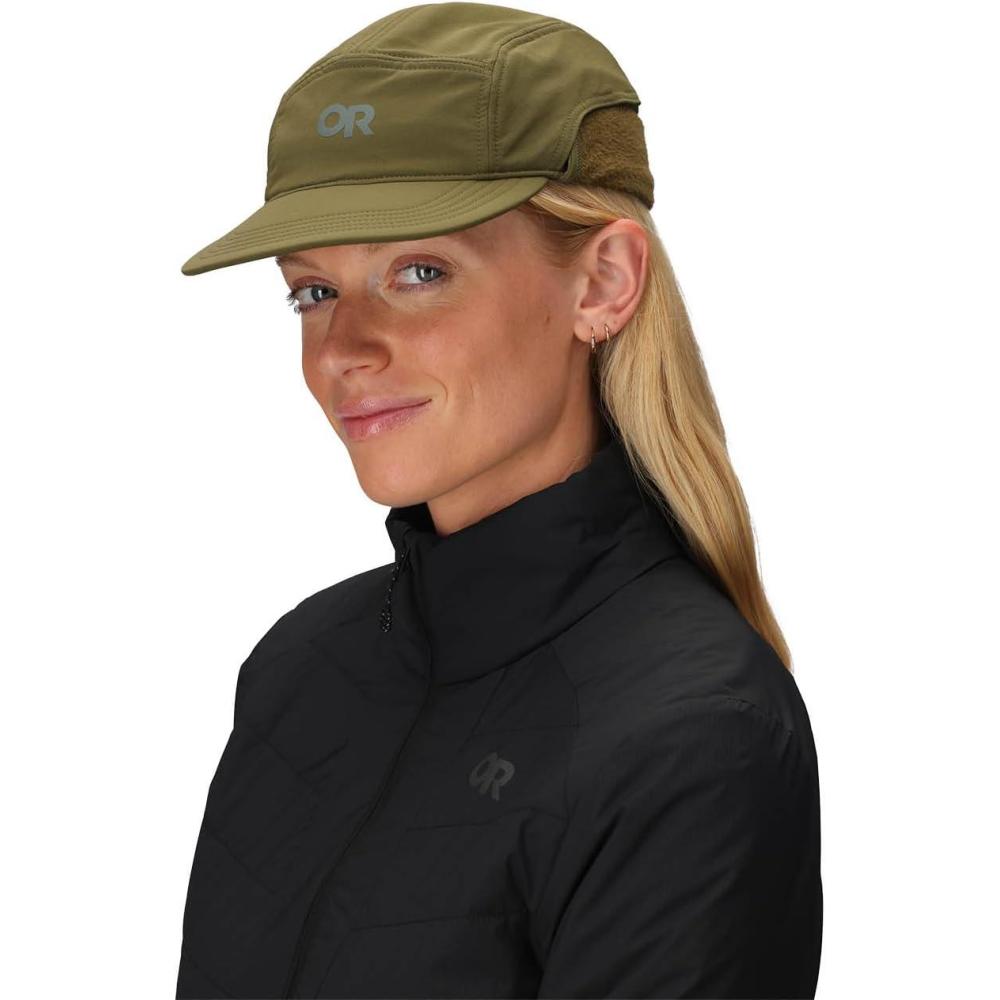 imageOutdoor Research Timberline Trapper Cap  Fleece Lined Sun Protection Hat with Ear Flaps for Hiking Water ampamp Wind ResistantDark Olive
