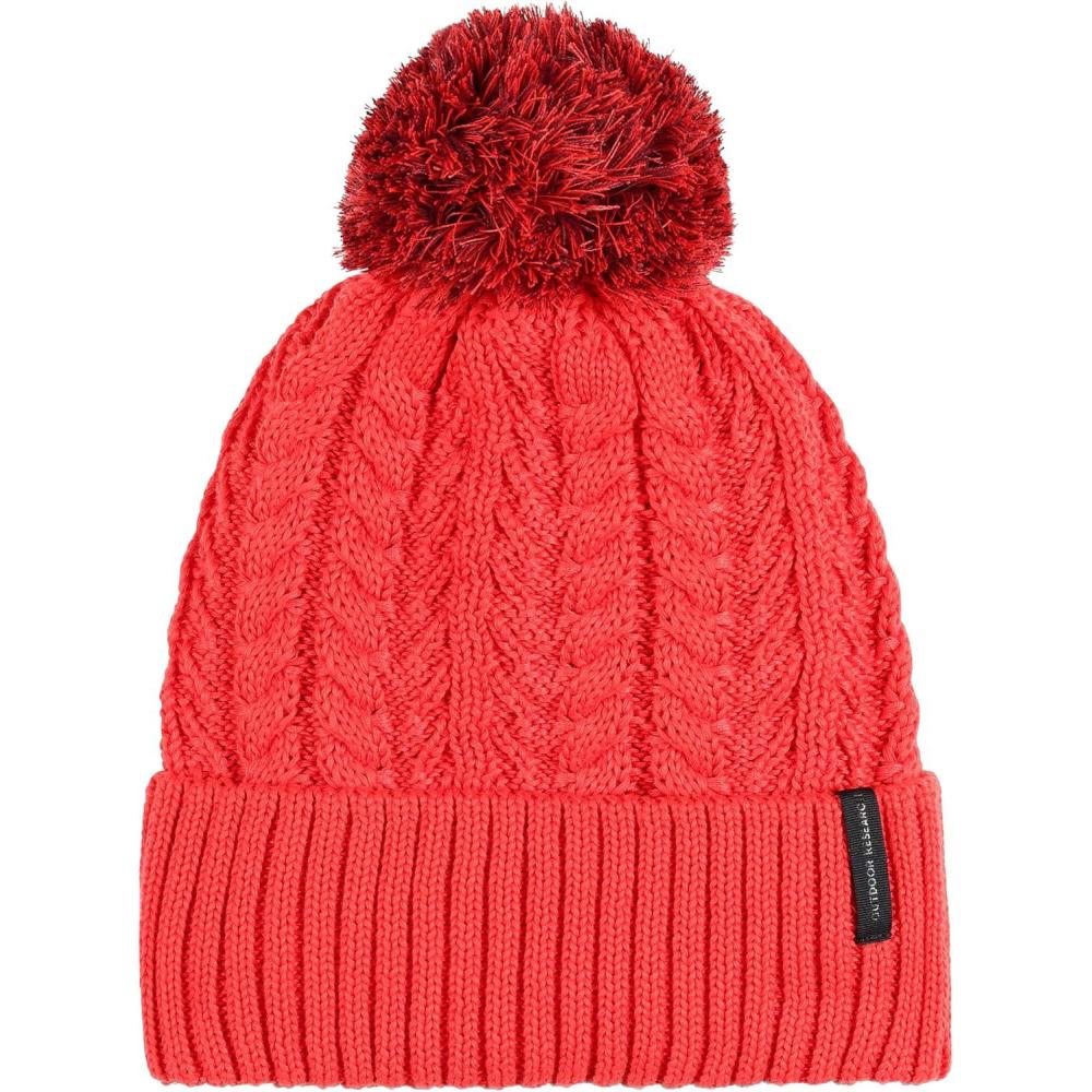 imageOutdoor Research Womens Liftie Beanie  Moisture Wicking Cable Knit MultiColor Pom PomSunrise