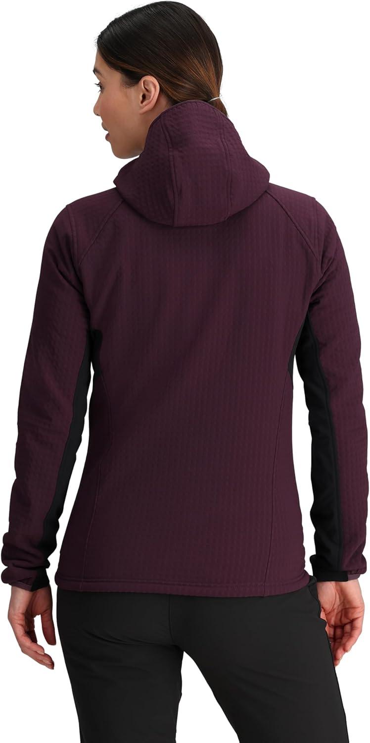 imageOutdoor Research Womens Vigor Plus Fleece Hoodie Wind amp Water Resistant 3 Panel Hood Movement Mirroring FabricAmethystBlack