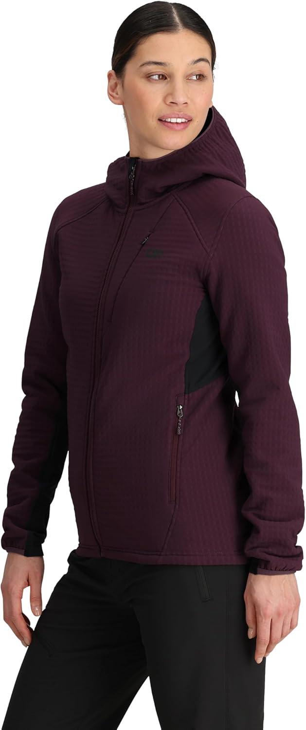 imageOutdoor Research Womens Vigor Plus Fleece Hoodie Wind amp Water Resistant 3 Panel Hood Movement Mirroring FabricAmethystBlack