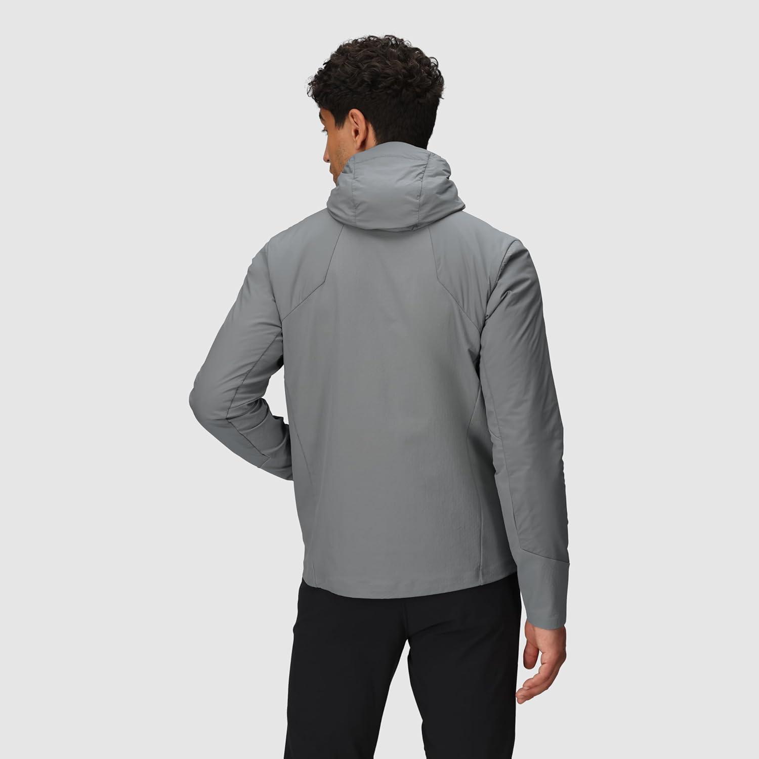 imageOutdoor Research Mens Shadow Hybrid Hoodie Insulated Zip Up Jacket Lightweight Water Resistant in Light RainWolf Grey