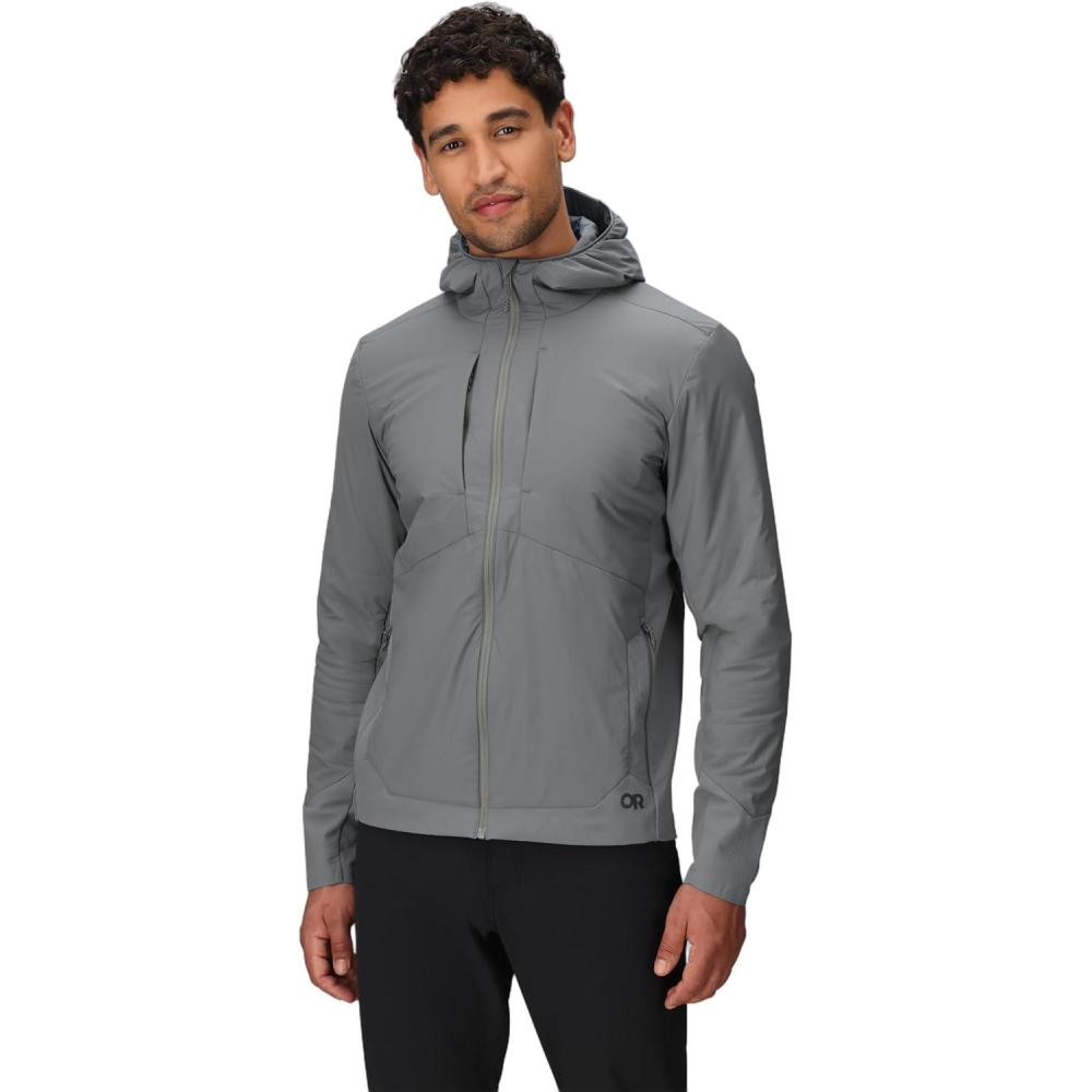 imageOutdoor Research Mens Shadow Hybrid Hoodie Insulated Zip Up Jacket Lightweight Water Resistant in Light RainWolf Grey