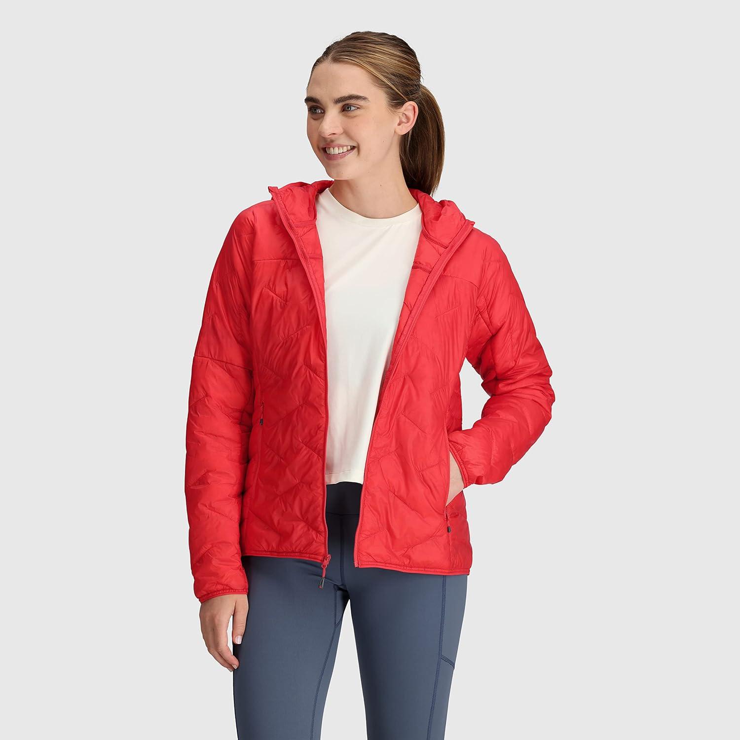 imageOutdoor Research Womens Ferrosi Hoodie QuickDrying amp UV 50 Sun ProtectionRhubarb