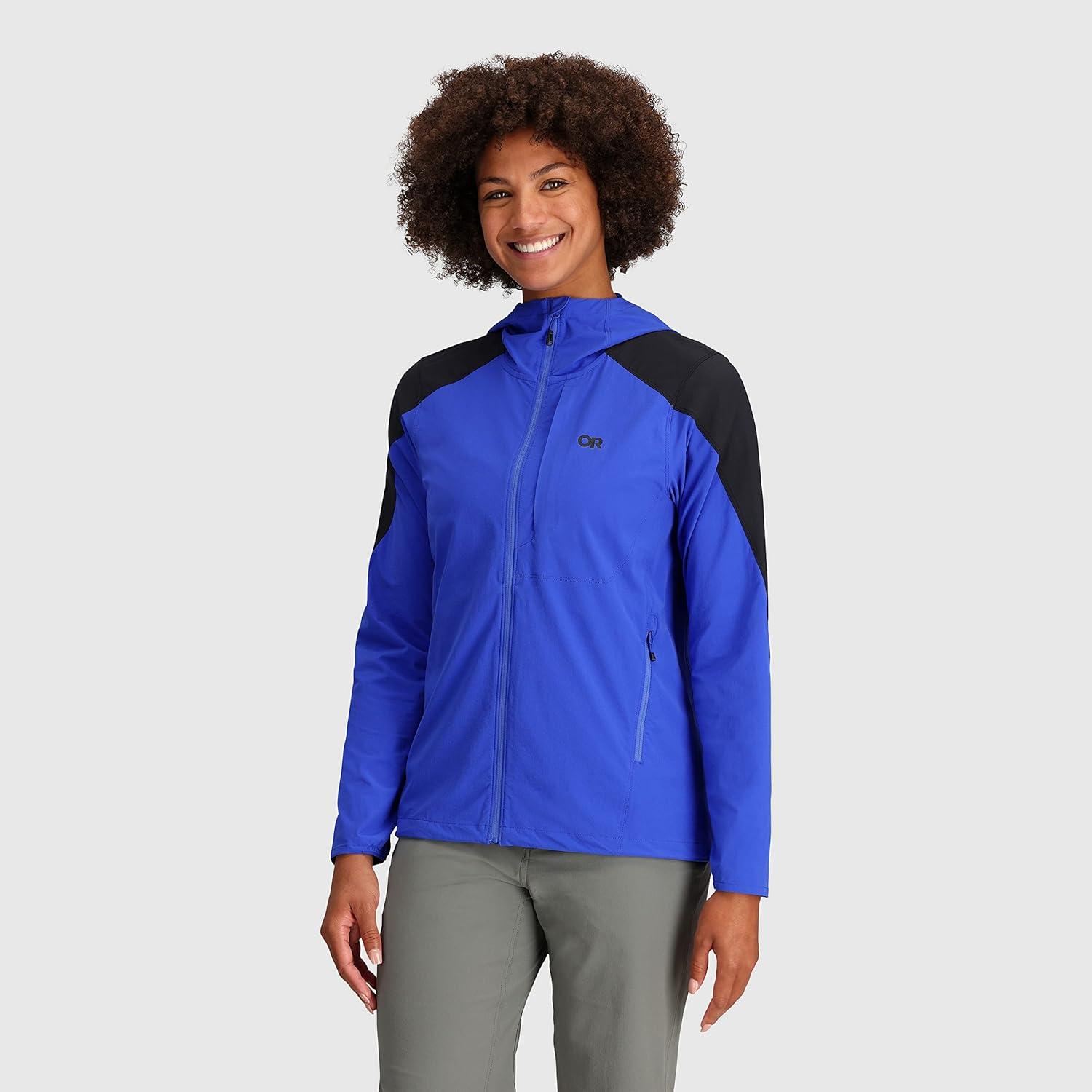 imageOutdoor Research Womens Ferrosi Hoodie QuickDrying amp UV 50 Sun ProtectionUltramarineBlack