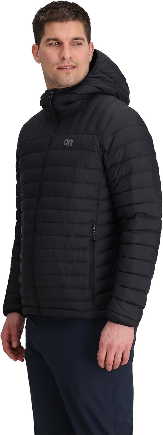 imageOutdoor Research Mens Transcendent Down Hoodie Jacket Water amp Wind Resistant Insulated Lightweight Standard FitBlack
