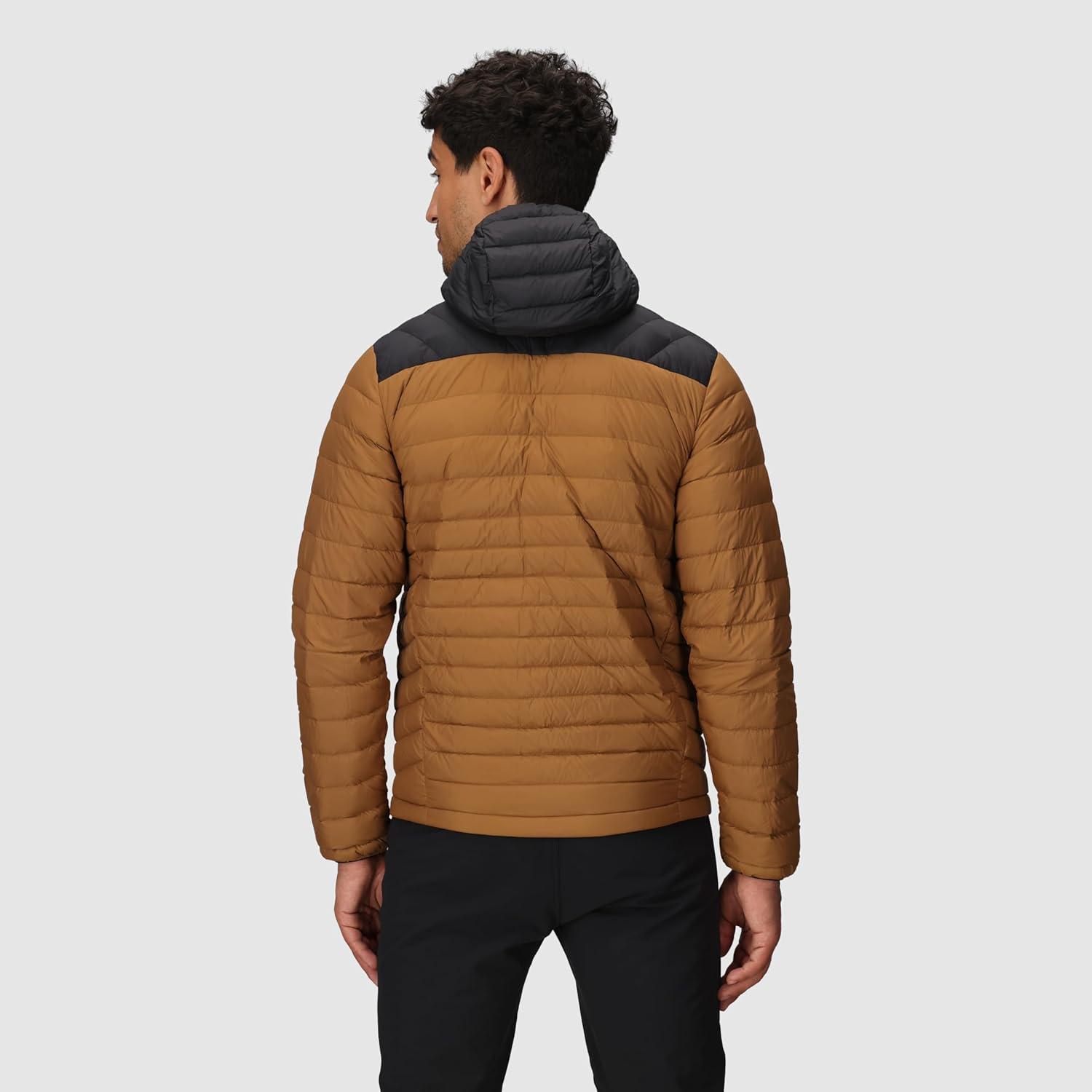 imageOutdoor Research Mens Transcendent Down Hoodie Jacket Water amp Wind Resistant Insulated Lightweight Standard FitBronzeBlack