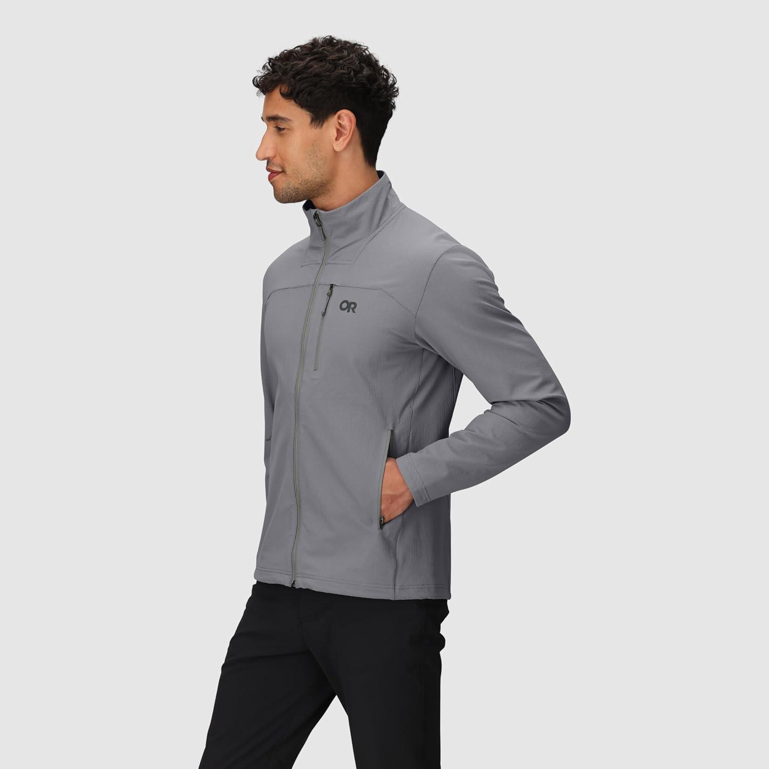 imageOutdoor Research Mens Ultima Softshell Jacket Water amp Wind Resistant Zippered Chest amp Hand Pockets UPF 50 Wolf Grey Medium