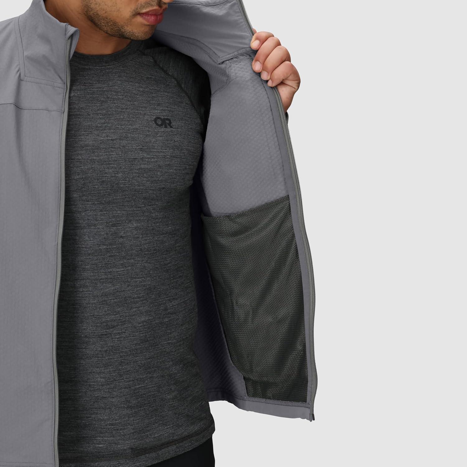 imageOutdoor Research Mens Ultima Softshell Jacket Water amp Wind Resistant Zippered Chest amp Hand Pockets UPF 50 Wolf Grey Medium