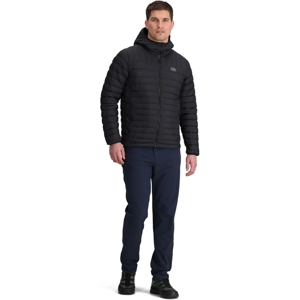 imageOutdoor Research Mens Transcendent Down Hoodie Jacket Water amp Wind Resistant Insulated Lightweight Standard FitBlack