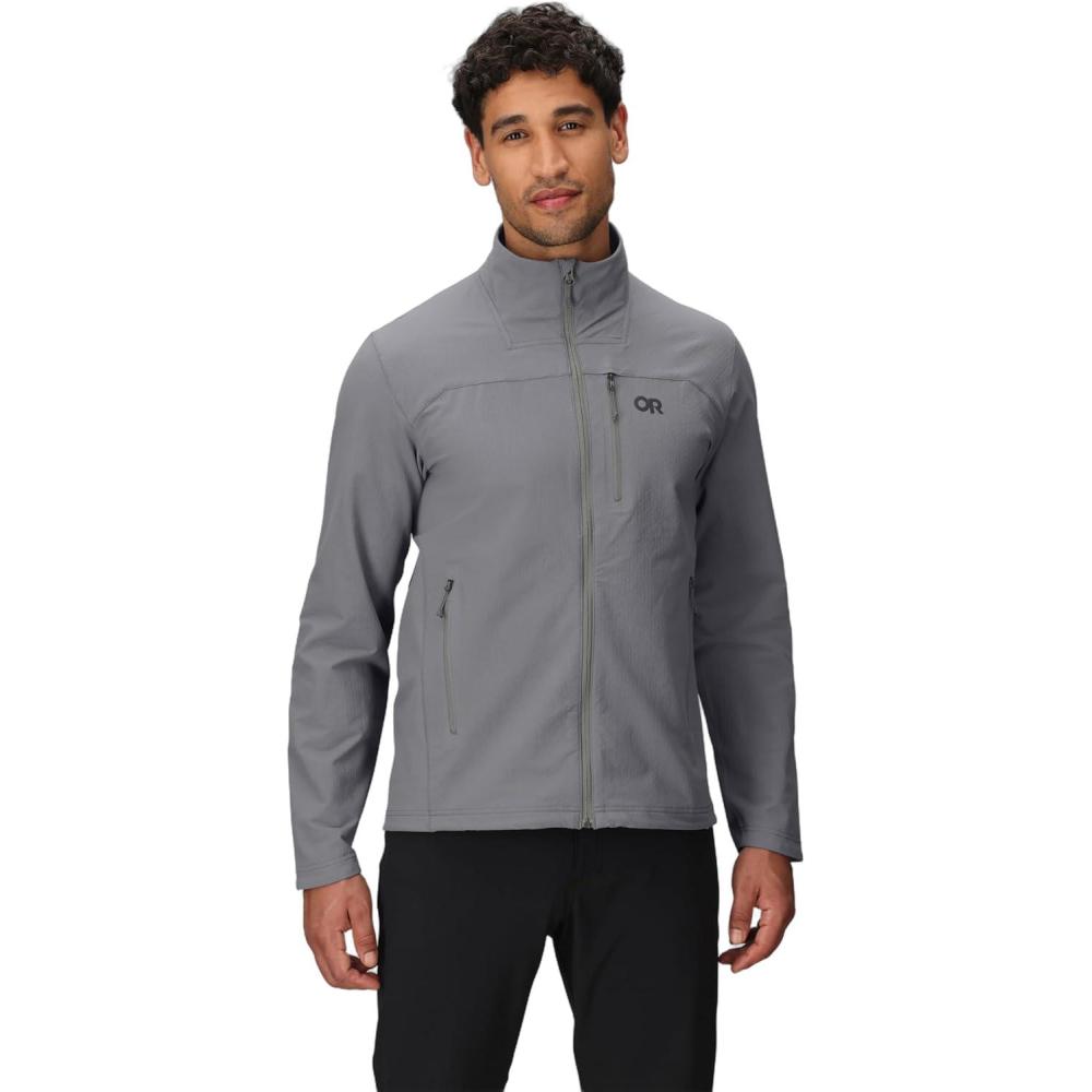 imageOutdoor Research Mens Ultima Softshell Jacket  Water amp Wind Resistant Zippered Chest amp Hand Pockets UPF 50 Wolf Grey XLarge