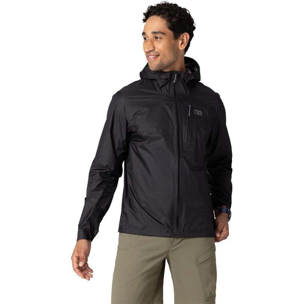 imageOutdoor Research Mens Helium UL Jacket  Lightweight Waterproof Rain Jacket Breathable Windproof Fully Seam TapedBlack