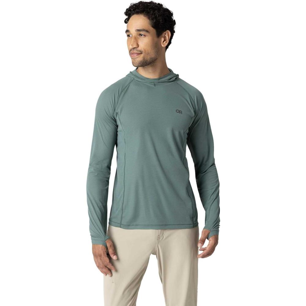 imageOutdoor Research Mens Echo Hoodie  Lightweight UPF 15 Sun Shirt MoistureWicking Odor Control BreathableMalachite