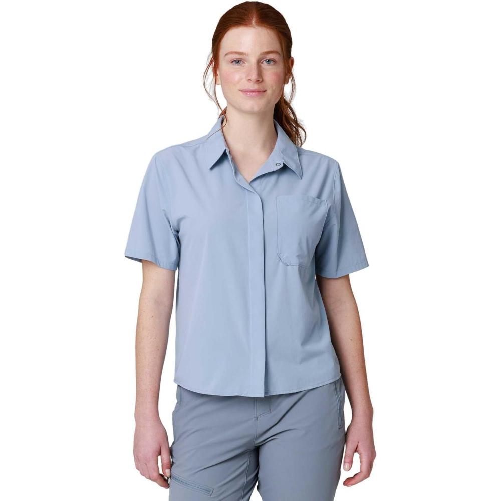 imageOutdoor Research Womens Astroman Short Sleeve Sun Shirt  Lightweight UPF 30 Snap Button Hiking Top Breathable amp StretchyFjord