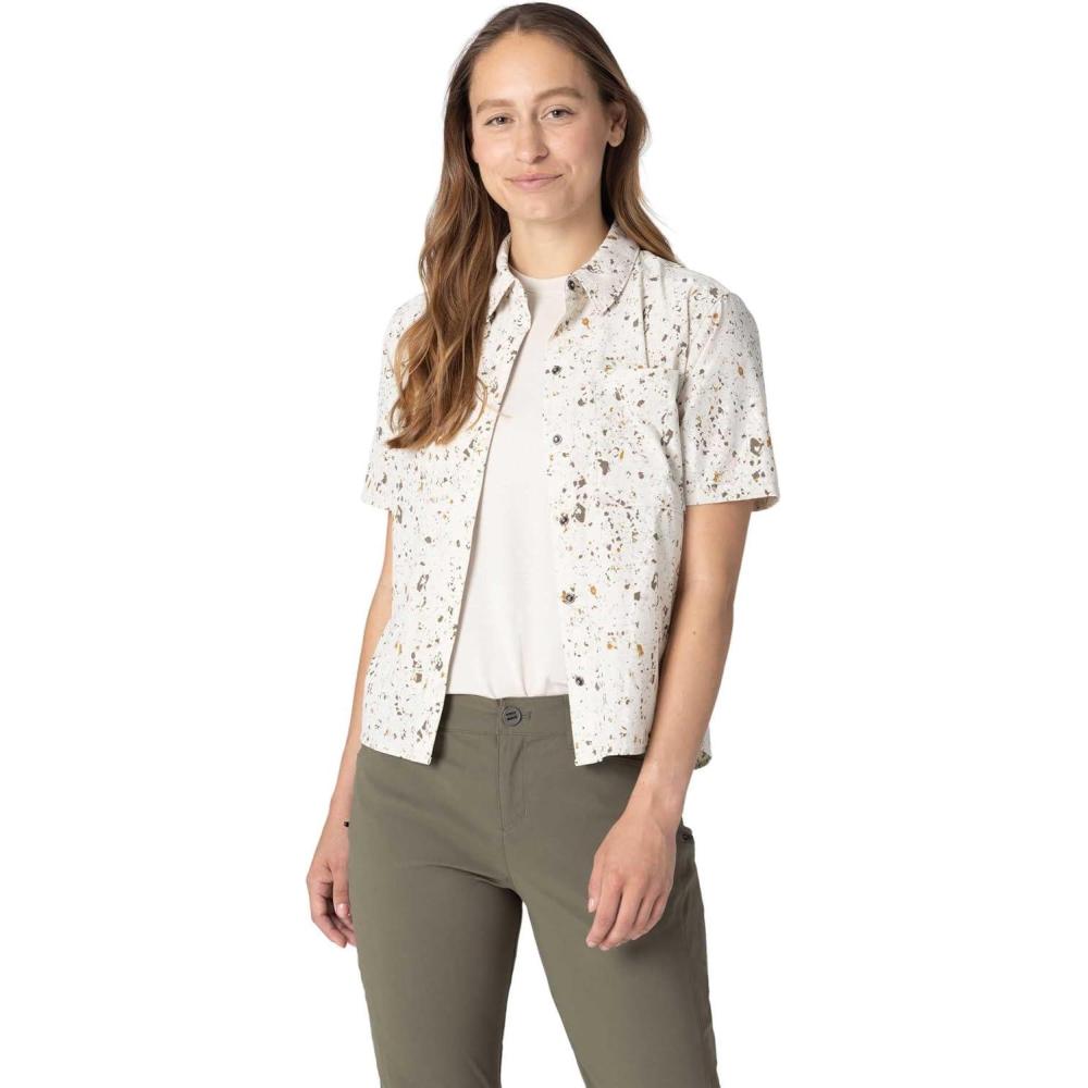 imageOutdoor Research Womens Astroman Short Sleeve Sun Shirt  Lightweight UPF 30 Snap Button Hiking Top Breathable amp StretchyGravel Creekside Print