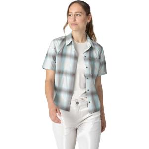 Outdoor Research Women’s Astroman Short Sleeve Sun Shirt | Lightweight UPF 30+ Snap Button Hiking Top, Breathable & Stretchy(Tidal Plaid)