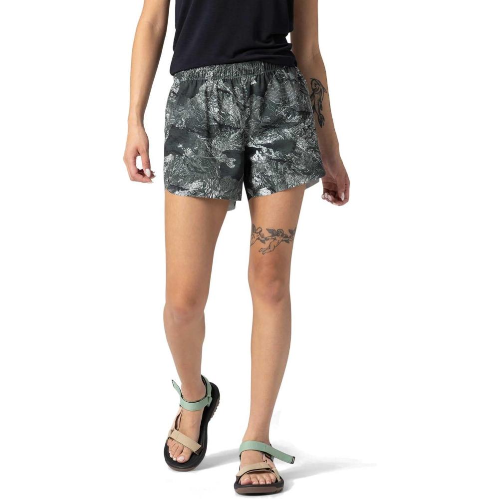 imageOutdoor Research Womens Swift Lite Shorts  4 Inseam  Water Resistant Movement Mirroring Stretch UPF 30 Standard FitMalachite Baker Print
