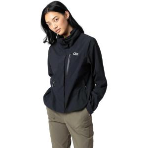 Outdoor Research Women’s Stratoburst Stretch SE Jacket | Waterproof & Windproof Breathable Rain Jacket, Stow In Collar Hood(Black)