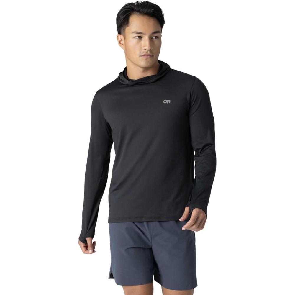 imageOutdoor Research Mens ActiveIce Spectrum Sun Hoodie  Self Cooling Quick Dry 3 Panel Hood UPF 50 Standard FitBlack