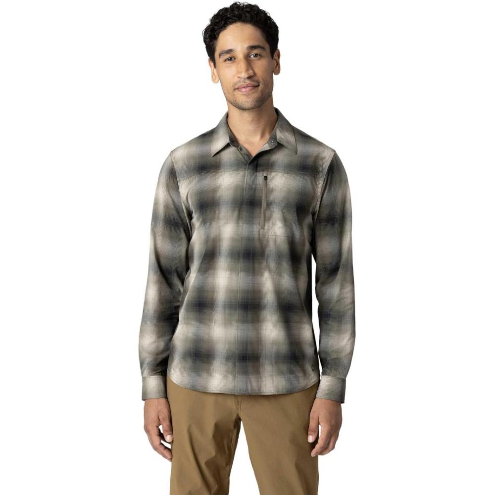 imageOutdoor Research Mens Astroman Long Sleeve Sun Shirt  Lightweight UPF 30 Snap Button Hiking Top Breathable amp StretchyRanger Green Plaid