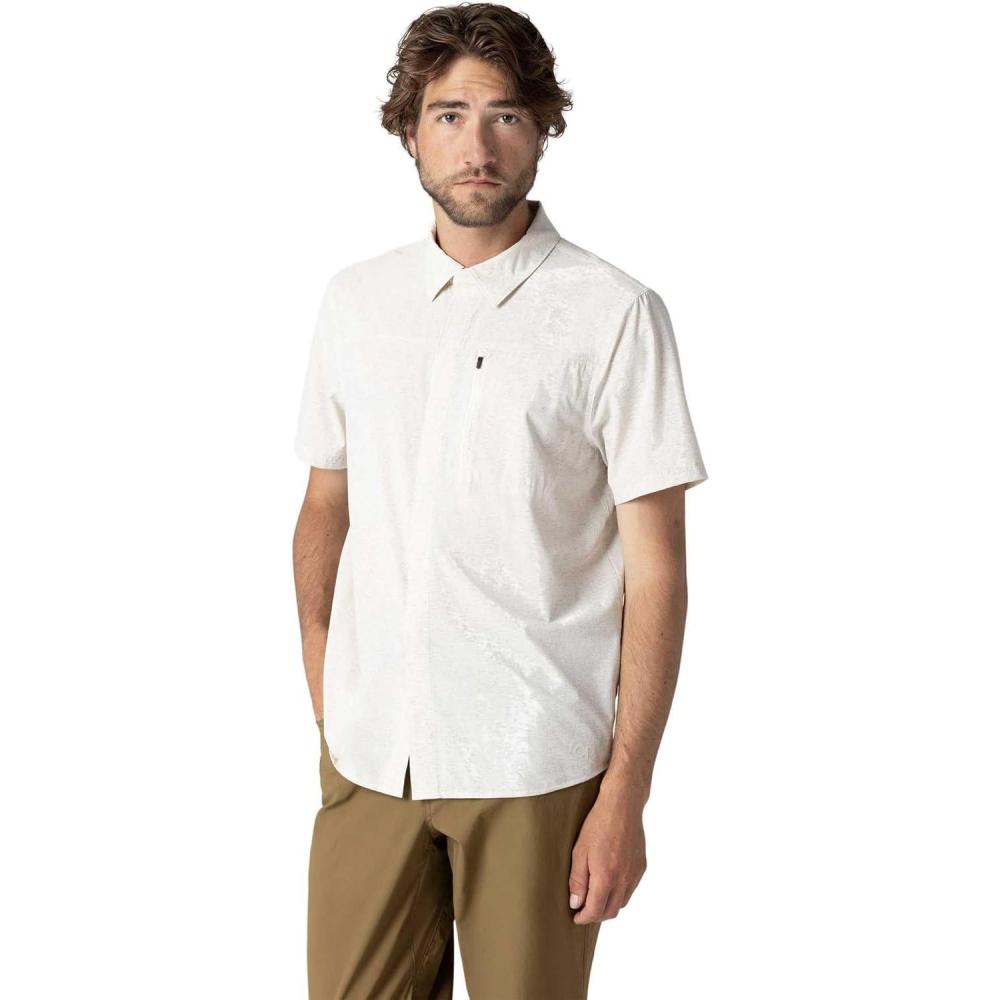 imageOutdoor Research Mens Astroman Short Sleeve Sun Shirt  Lightweight UPF 30 Snap Button Hiking Top Breathable amp StretchyOyster Tamarack Print