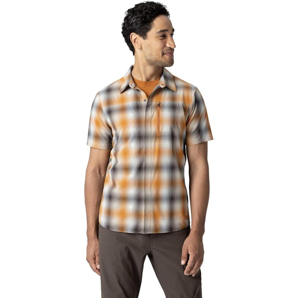 imageOutdoor Research Mens Astroman Short Sleeve Sun Shirt  Lightweight UPF 30 Snap Button Hiking Top Breathable amp StretchySedona Plaid