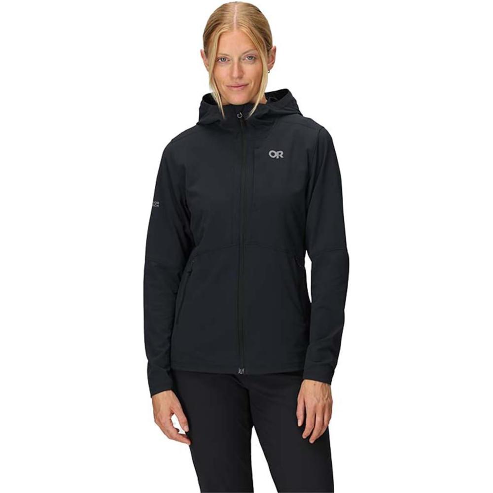 imageOutdoor Research Womens Ferrosi Hoodie  Wind amp Water Resistant Zippered Pockets Adjustable Hood Standard FitBlack
