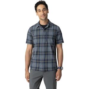 Outdoor Research Men’s Astroman Short Sleeve Sun Shirt | Lightweight UPF 30+ Snap Button Hiking Top, Breathable & Stretchy(Dark Navy Plaid)