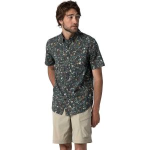 Outdoor Research Men’s Rooftop Short Sleeve Shirt – Button Down Shirt for Men(Black Creekside Print)