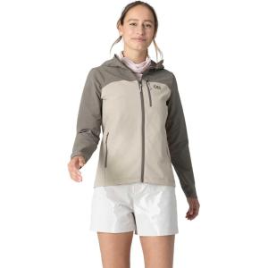 Outdoor Research Women’s Ultima Softshell Hoodie | Wind, Water & Abrasion Resistant, Brushed Inner, UPF 50+, Standard Fit(Pro Khaki/Gravel)