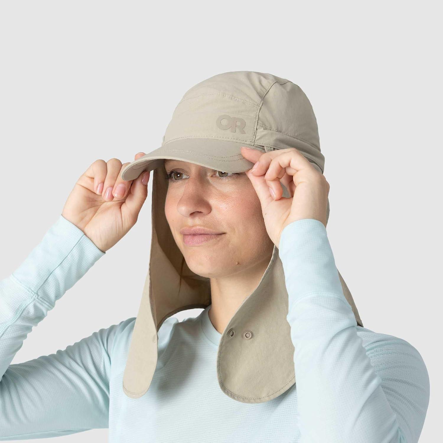 imageOutdoor Research Insect Shield Cape Cap Bug Repellent Athletic Sun Hat with Neck Flap UPF 50 Ball Cap for Men amp WomenPro Khaki