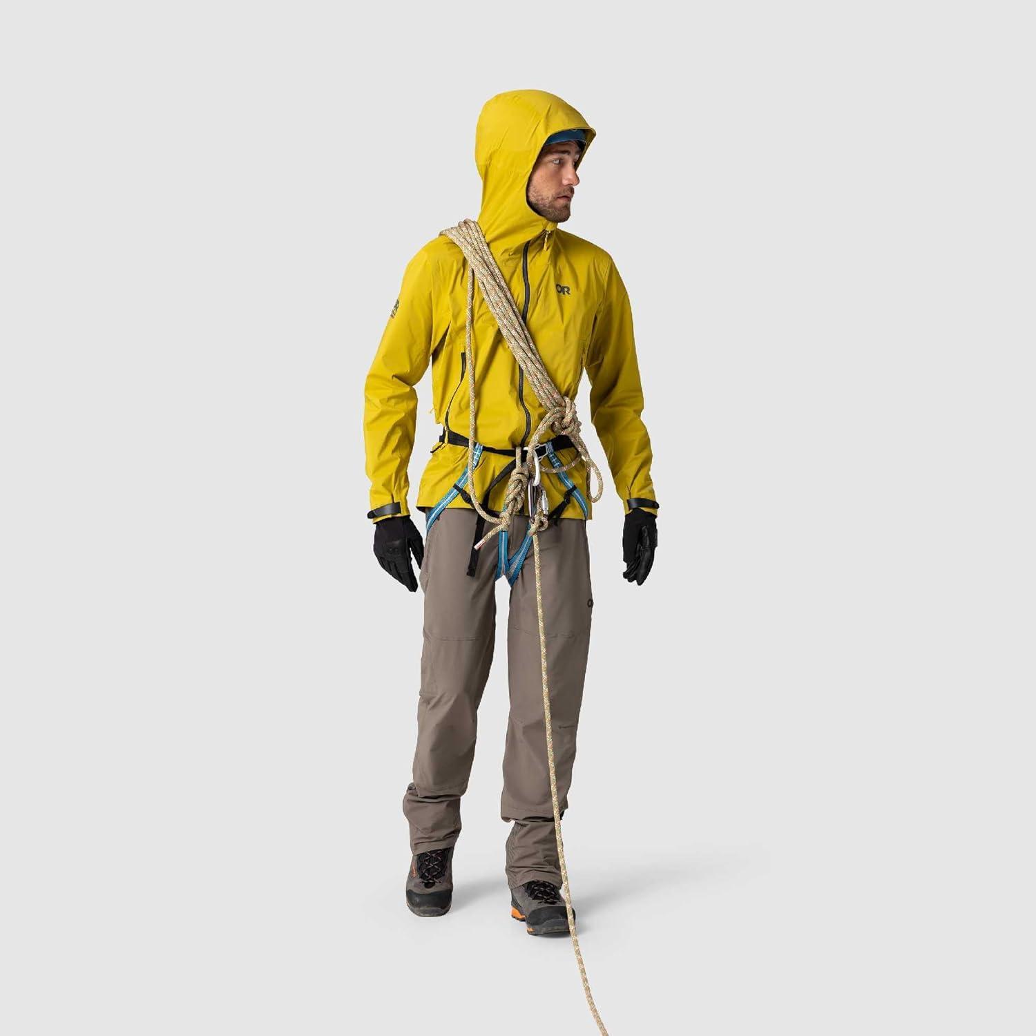 imageOutdoor Research Mens SkyChaser Jacket Lightweight Waterproof Mountaineering Shell Pit Zips Helmet Compatible HoodAmber