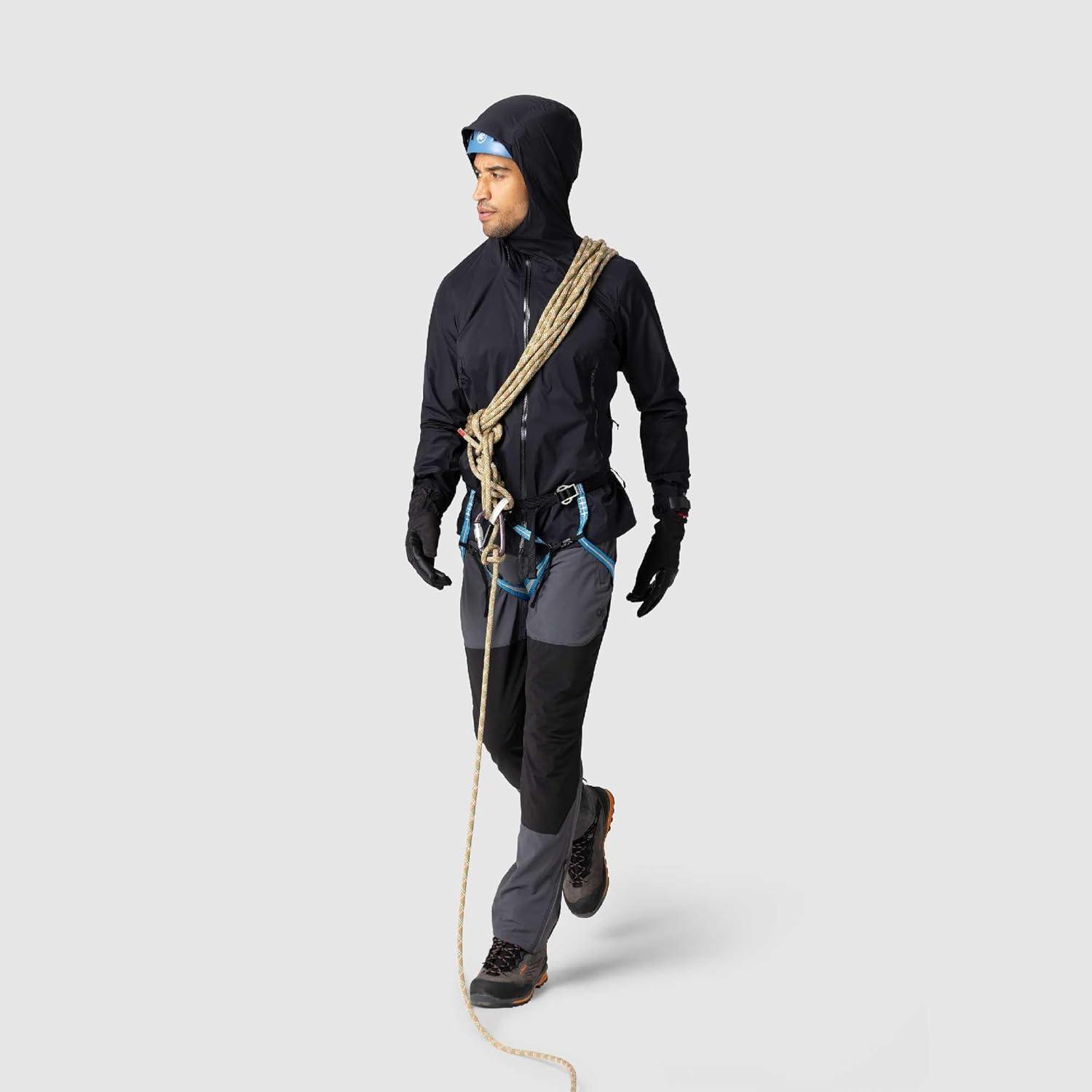 imageOutdoor Research Mens SkyChaser Jacket Lightweight Waterproof Mountaineering Shell Pit Zips Helmet Compatible HoodBlack