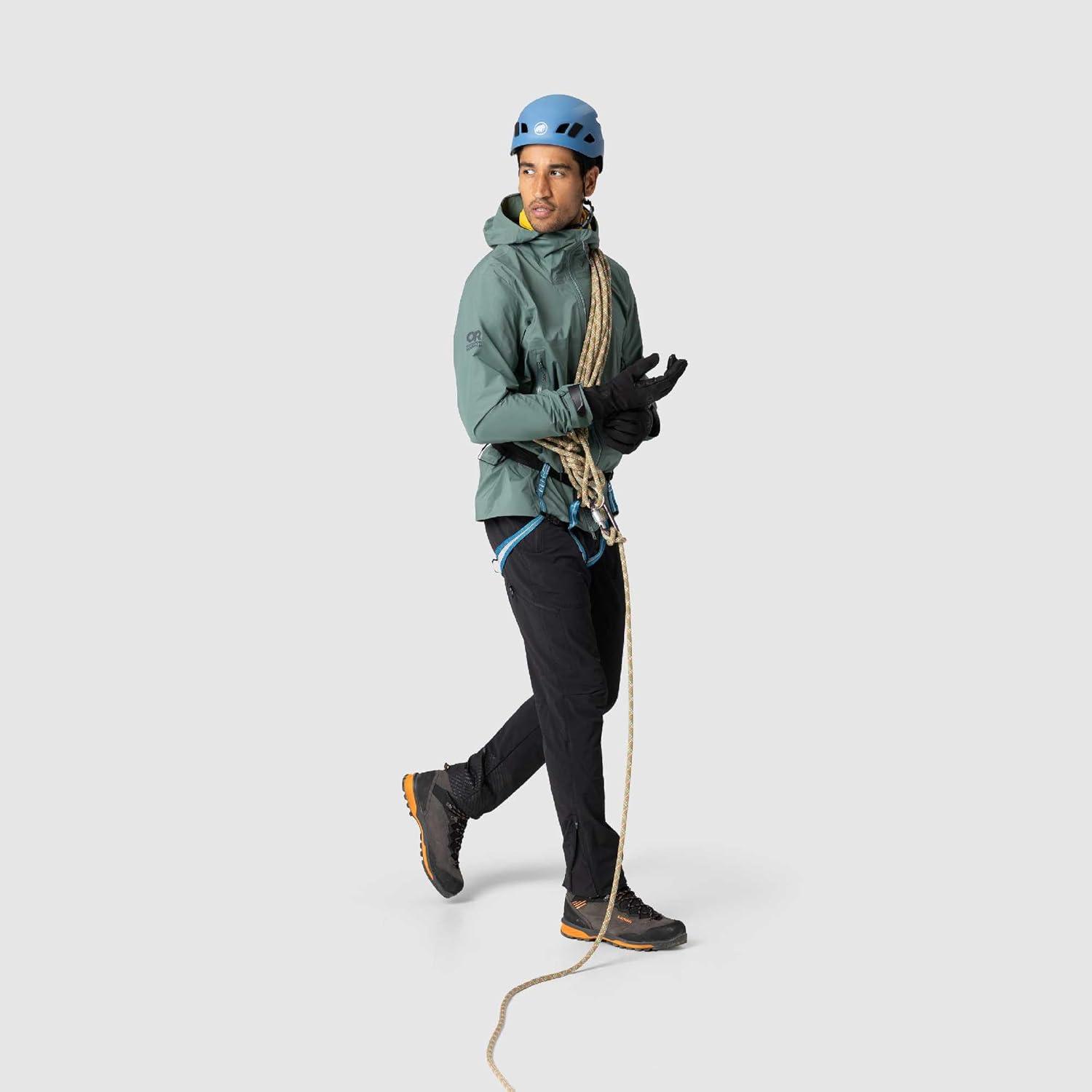 imageOutdoor Research Mens SkyChaser Jacket Lightweight Waterproof Mountaineering Shell Pit Zips Helmet Compatible HoodMalachite